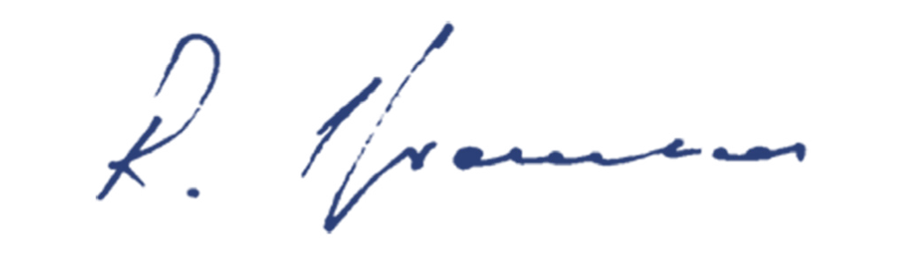 Blaue handschriftliche Signatur von Reiner Brombach, Präsident des DRK-Kreisverbands Schaumburg.